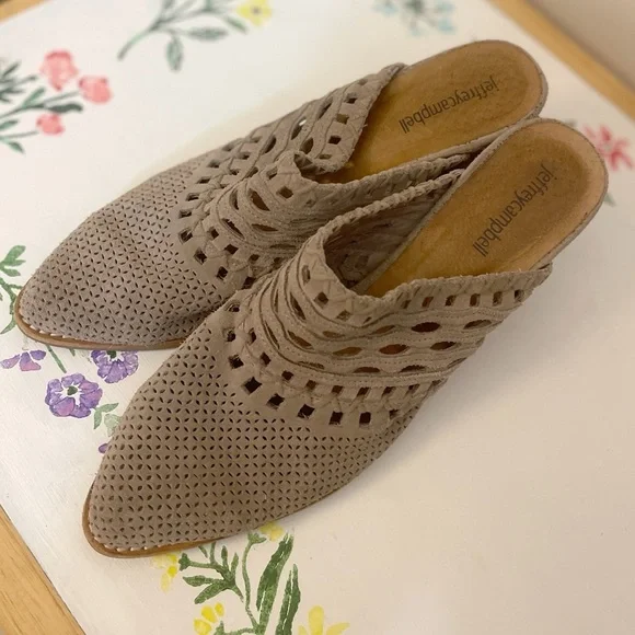 Jeffrey Campbell Perforated Suede Mule Heels – Size 8.5 - Picture 4 of 7